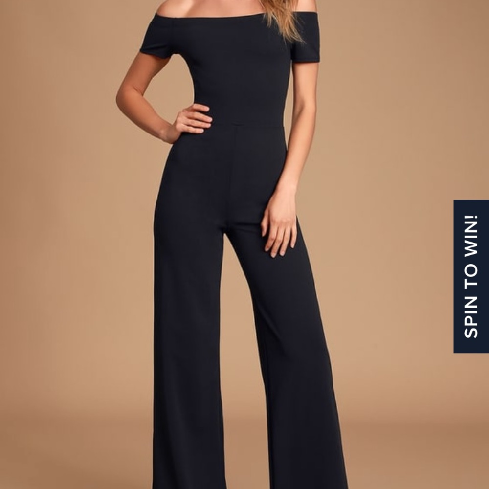 Lulu’s black off-the-shoulder jump suit